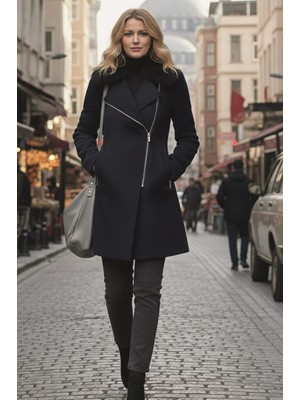 Barbora Kürk Yaka Kışlık Kaşe Kaban