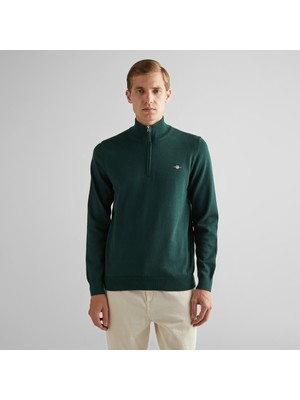 Gant Erkek Yeşil Regular Fit Yarım Fermuarlı Kazak