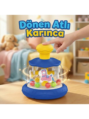 Circle Toys Eğitici Bas-Çevir Atlı Karınca Oyuncağı Renkli Toplarla 1+ Yaş İçin Eğlenceli Tasarım