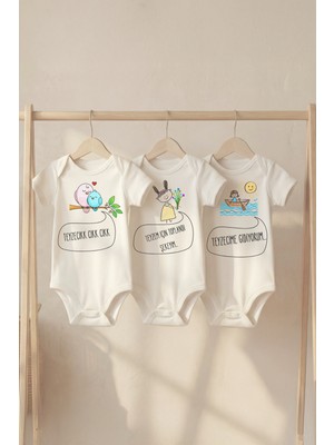 Pamuk Saray %100 Pamuk Teyzecik Baskılı Çıtçıtlı Bebek Body Badi Teyze Yazılı Zıbın