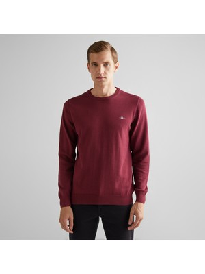 Gant Erkek Bordo Regular Fit Bisiklet Yaka Kazak