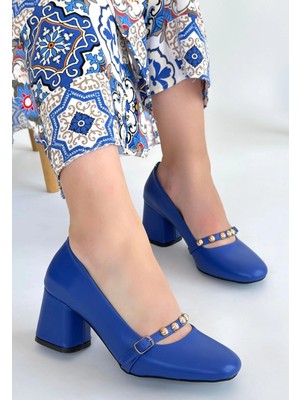 Veralya Tino Mavi Cilt Topuklu Ayakkabı