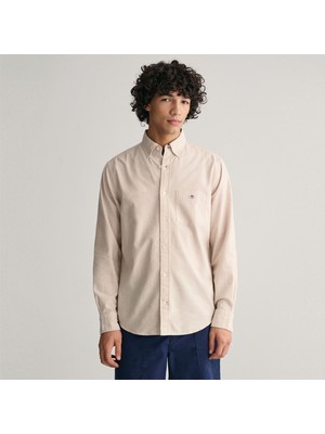 Gant Erkek Bej Regular Fit Düğmeli Yaka Oxford Gömlek