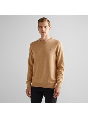 Gant Erkek Kahverengi Regular Fit Bisiklet Yaka Kazak