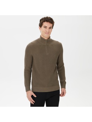 Nautica Erkek Yeşil Standart Fit Dik Yakalı Kazak