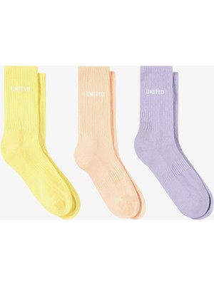 United Unıted4 Kadın Lila/turuncu/ Sarı 3'lü Çorap