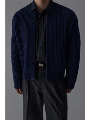 Tarz Cool Erkek Slim Fit Pamuklu Yuvarlak Yaka Düğmeli Hırka