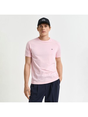 Gant Erkek Pembe Regular Fit Bisiklet Yaka T-Shirt