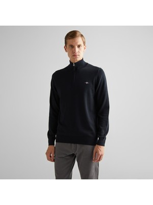 Gant Erkek Siyah Regular Fit Yarım Fermuarlı Kazak