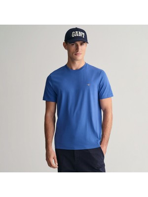 Gant Erkek Mavi Regular Fit Bisiklet Yaka T-Shirt