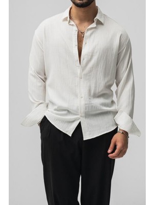 Tarz Cool Erkek Kiremit Embossed Oversize Gömlek