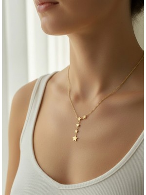 Atalya Accessory Sallanan Yıldız Detaylı Çelik Kadın Y Kolye – Kararma Yapmaz Minimal Şık Kolye