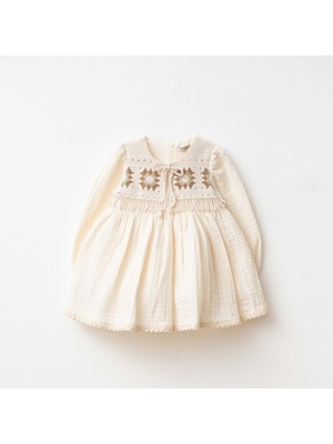 Kız Bebek  Müslin Elbise - Wondress - Ecru - 24-Ay - W2044-ECRU-24-AY