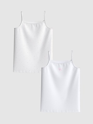 Lcw Ekru Kare Yaka Baskılı Ip Askılı Kız Çocuk Atlet 2'li