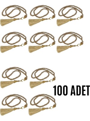Sylar Namaz Tesbihi Vavlı 99'lu Cam Incili Ismi Azam Dua Kartı Ile Süt Kahve Renk Hediyelik 100 Adet 100 Adet