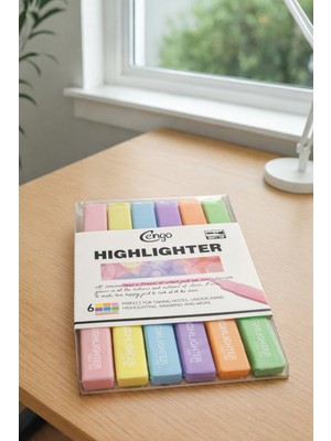 Cengo Highlighter 6'lı Marker Kalem Kare Formunda