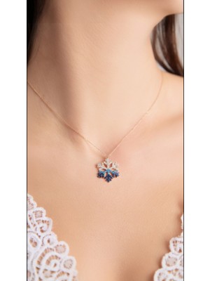 Atalya Accessory Zirkon Taşlı Kar Tanesi Gold Renk Kadın Çelik Kolye - Kararmaz