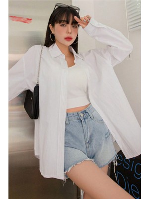 Tarz Cool Oversize Basic Uzun Kollu Gömlek Siyah