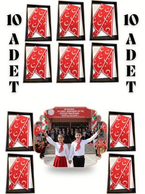 Walkenzo Türk Bayrağı Desenli Kravat Formlu Çocuk Fular (10 Adet)