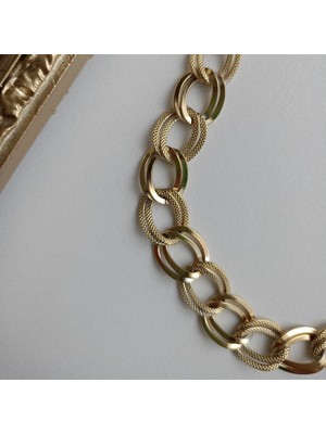 Lente Aksesuar Kadın Gold Çelik Samanyolu Model Dokulu Zincir Bileklik