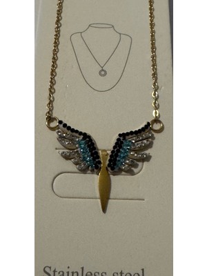 Stainless Steel Taşlı Melek Kanadı Kolye