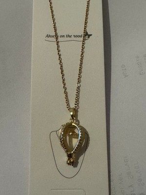 Stainless Steel Taşlı Kalp Kafes Madalyon Kolye