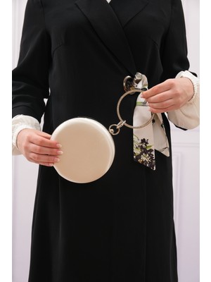 Roza Çanta Kadın Sedef Saten Yuvarlak Abiye Ğece Çantası