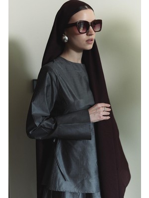 Jolamier Mürdüm Düz Yün Ipek Şal