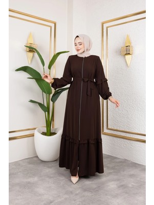 Butik Medine Ipeği Fırfır Detay'lı Feracce