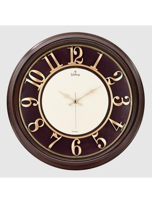 Storozde Duvar Saati Kahverengi Içi Bordo 46CM, Kabartma Rakam, Metal Akrep Yelkovan Akar Saniye