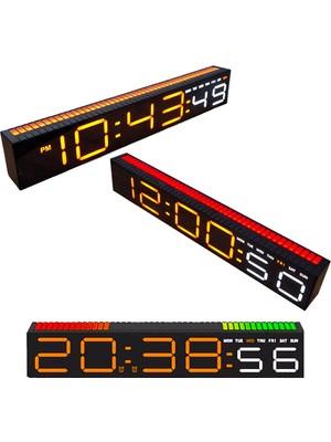 Upway Müziğe Duyarlı Ritim Işıklı Dijital Masa Saati - Sese Duyarlı Hd LED Panel Ekran