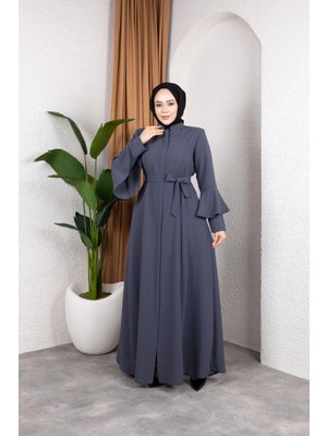 Butik Volan Kol Detay'lı Yarım Mevlana Feracce