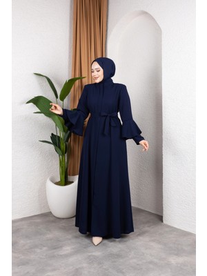 Butik Volan Kol Detay'lı Yarım Mevlana Feracce