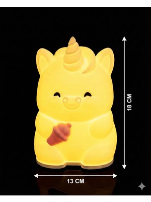 Öztürk Makine Sevimli Unicorn LED Masa Lambası - Kumandalı, 3 Renk Modlu & Dimlenebilir