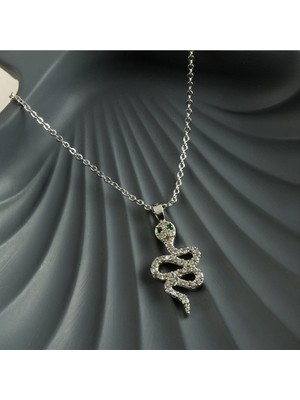 Zero Land Storozde Yılan Zirkon Taşlı Yeni Sezon Kolye-Sarı