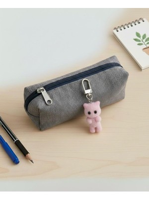 Winy Concept Pembe Kedi Peluş Anahtarlık - Sevimli Tüylü Kedi Figürlü Çanta Aksesuarı ve Anahtarlık Süsü