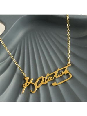 Zero Land Storozde Mustafa Kemal Atatürk Imzalı Uçlu Kolye-Sarı