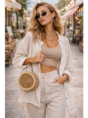 Laldizayn El Örgüsü Makrome Çanta / El Yapımı Yuvarlak Mini Boy El Çantası