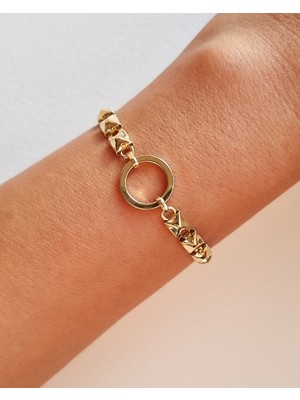 MoM's Collection Circle Of Life Kabartma Zincir 14K Altın Kaplama Bileklik