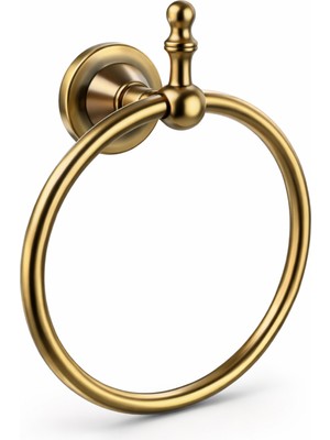 Badem10 (Premium) Istanbul Antik Sarı Yuvarlak Havluluk Modern Banyo Lavabo Havluluk Askılığı Vintage