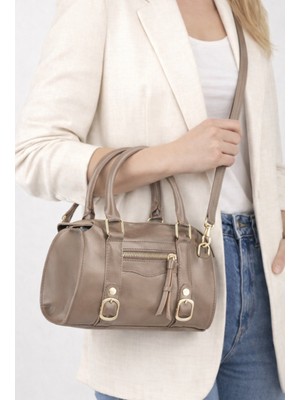 Özüm Çanta Kadın El Kol ve Omuz Çantası Vizon