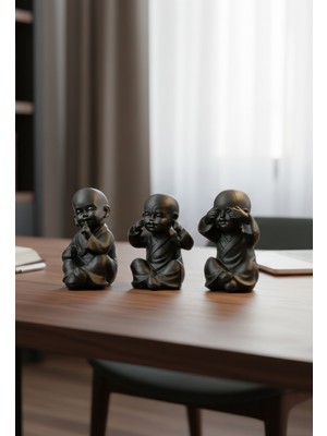 Görmedim Duymadım Bilmiyorum 3 Lü Dekoratif Obje - Biblo - Dekor