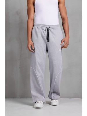 Dark Moda Erkek Oval Şeritli Baskılı Oversize Baggy Eşofman