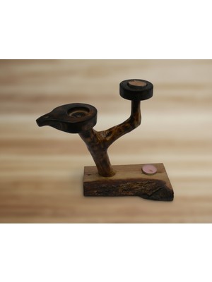 Wood Askania Çam/Zeytin Ağacından Şamdan - Mumluk