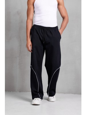 Dark Moda Erkek Oval Şeritli Oversize Baggy Eşofman