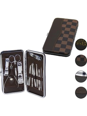 Veralya 12 Pcs - Gümüş Manikür - Pedikür Seti Renkli Desenli - Cüzdan Modeli Çantalı