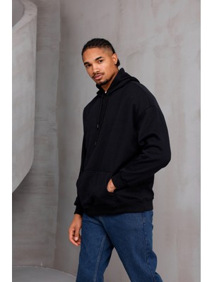 Unisex Oversize Kapüşonlu Kanguru Cepli Kordonlu Sweatshirt