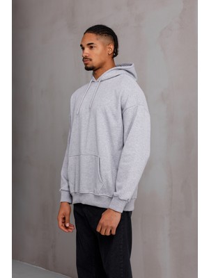 Unisex Oversize Kapüşonlu Kanguru Cepli Kordonlu Sweatshirt