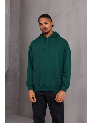 Unisex Oversize Kapüşonlu Kanguru Cepli Kordonlu Sweatshirt