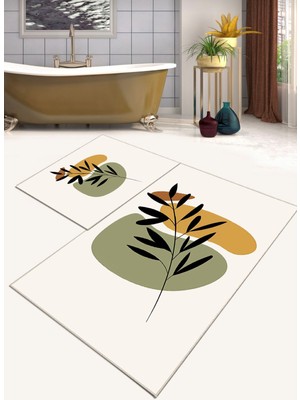 Ardizayn Dekoratif, Dokuma Taban, Dijital Baskı , 2'li Banyo Halısı, Makinede Yıkanabilir